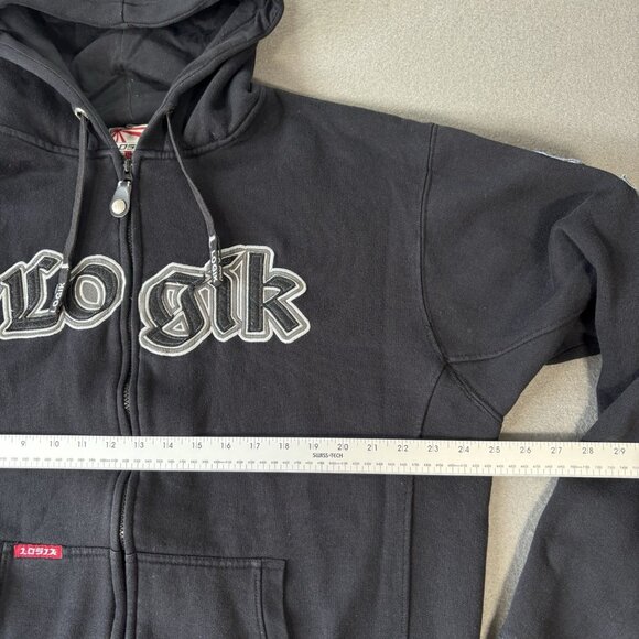 Logik Full Zip Hoodie Men’s XL Black Embroidered Logo Streetwear Urban Y2K Skate - Picture 8 of 16
